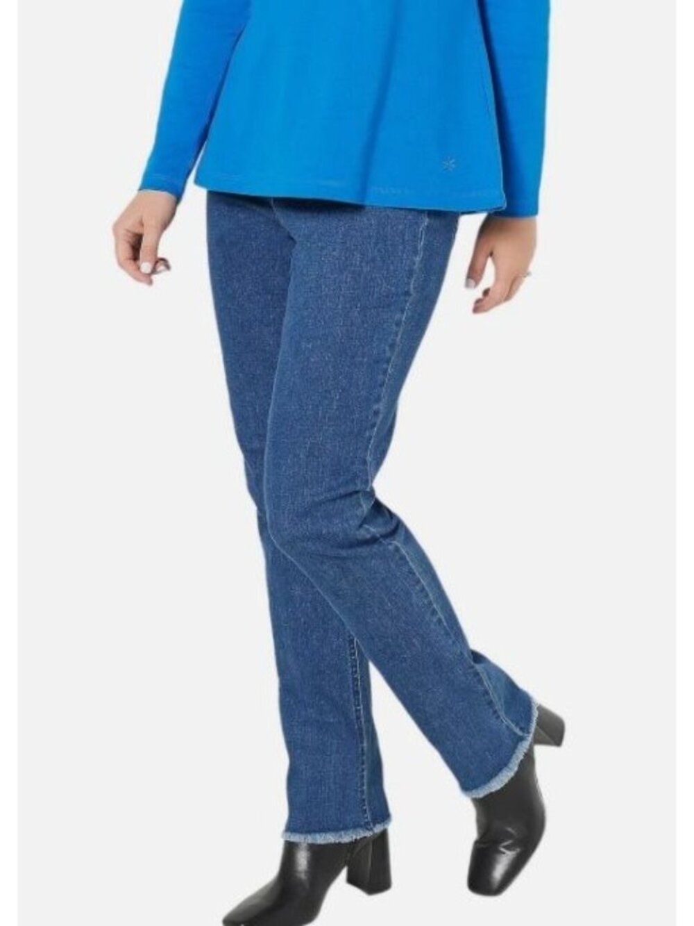 Isaac Mizrahi! Live Regular True Denim Frayed Hem Jeans 12